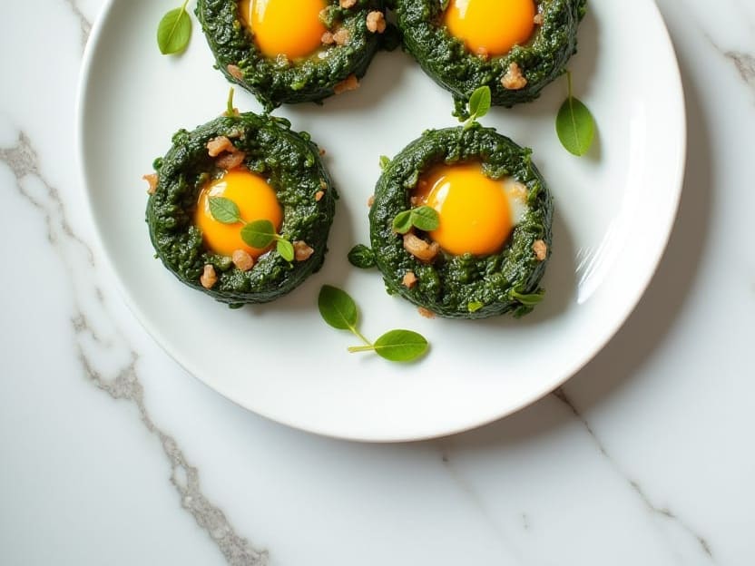 Baked Spinach Egg Nests