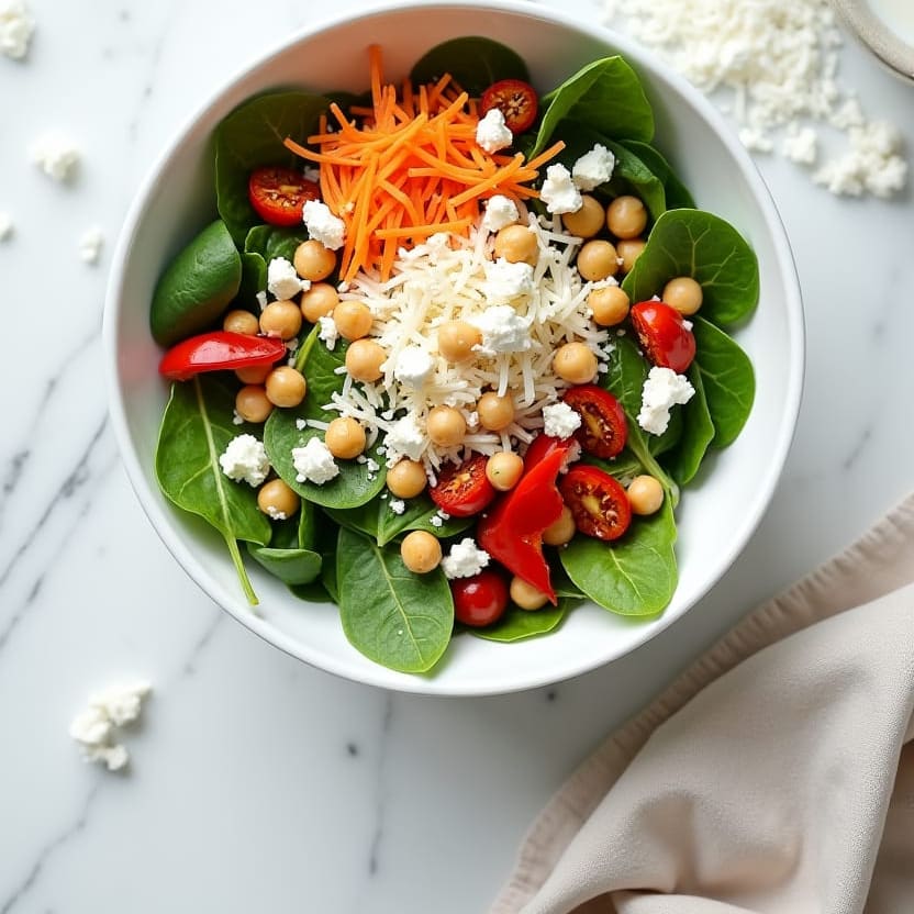 Chickpea Spinach Feta Salad, one portion