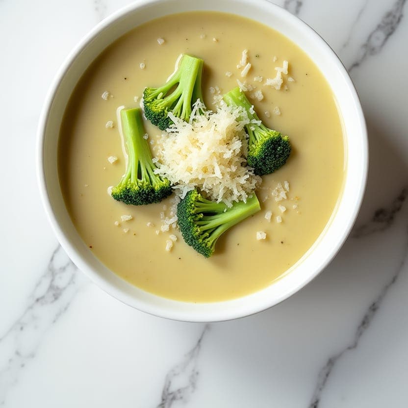 Creamy Broccoli Parmesan Soup, one portion