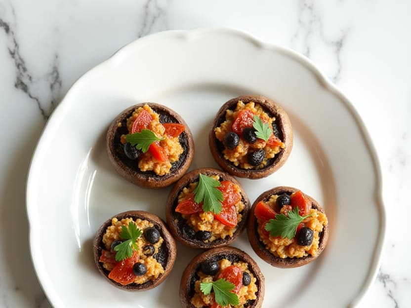 Creamy Tofu Stuffed Mushrooms