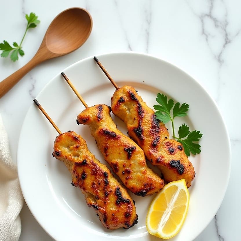 Lemon Herb Chicken Skewers, one portion