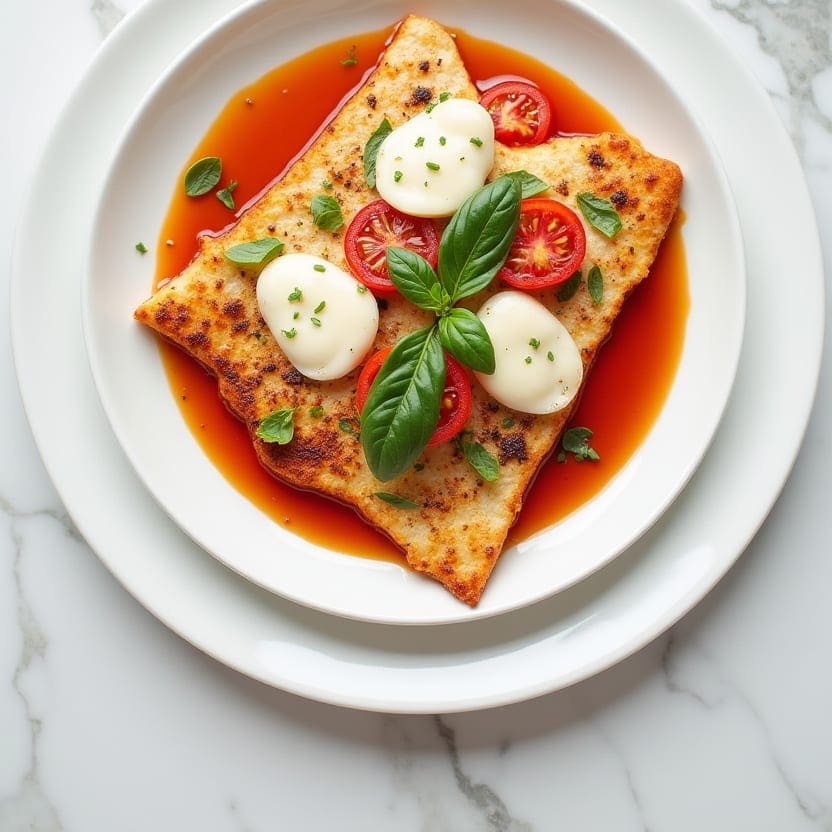 Tomato Mozzarella Fish Bake, one portion