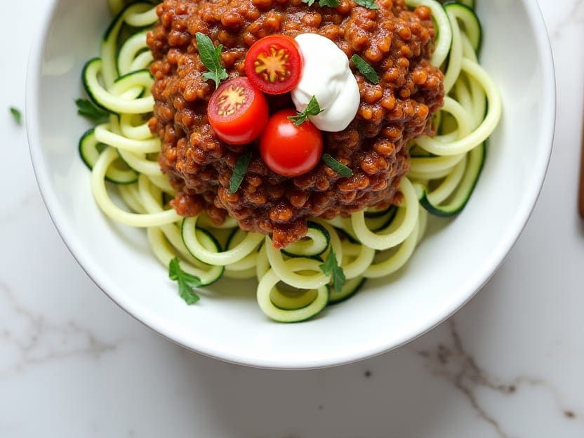 Zucchini Noodles Lentil Bolognese