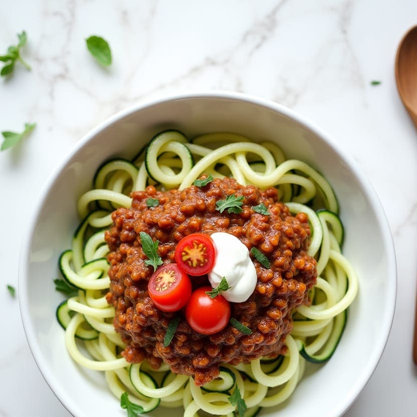 Zucchini Noodles Lentil Bolognese, one portion